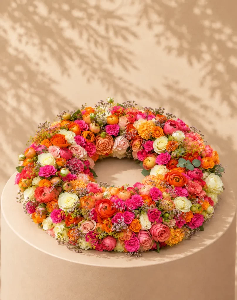 Couronne florale ronde à poser au sol