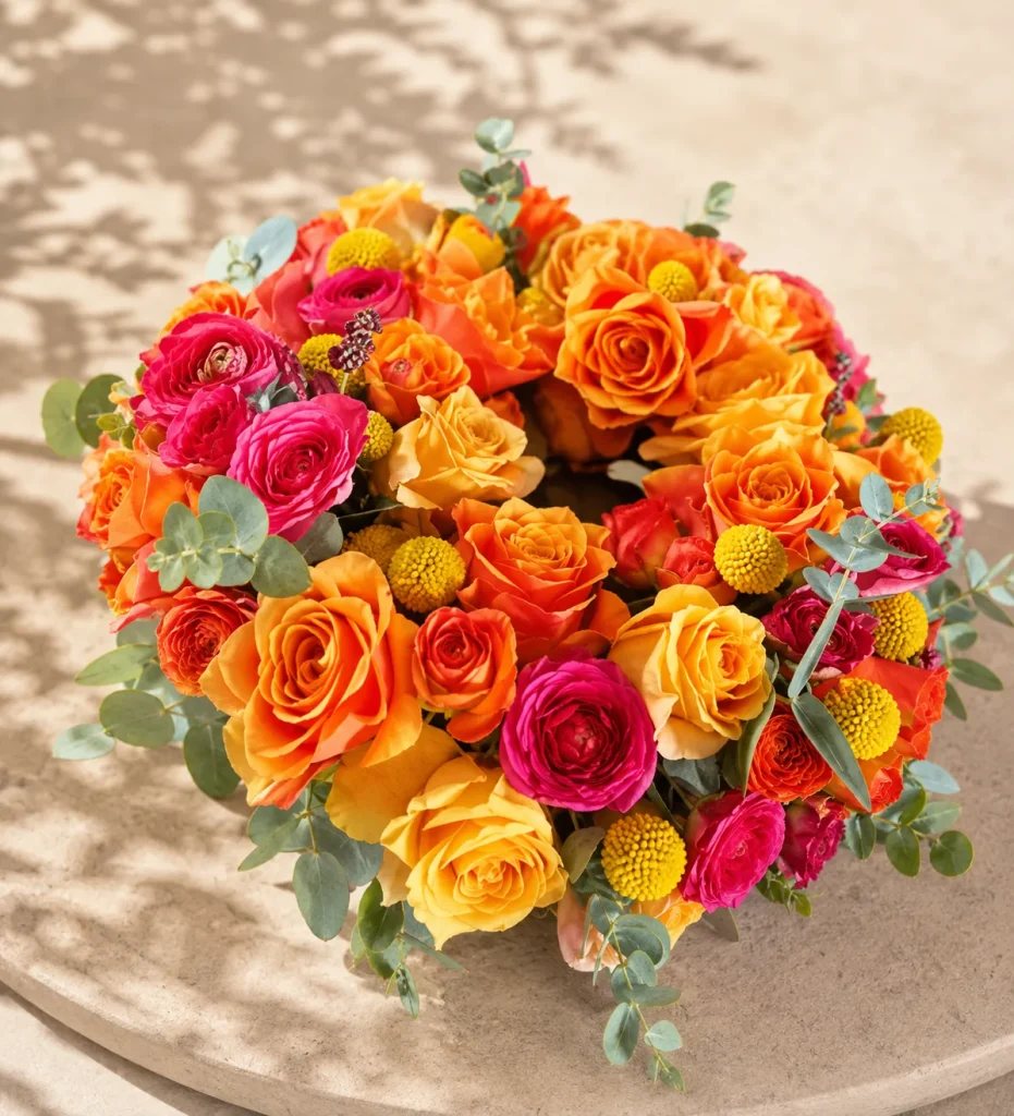 Couronne florale ronde à poser au sol